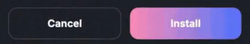 Button in Extensions: Install drawer: Cancel as outline, Install as default
