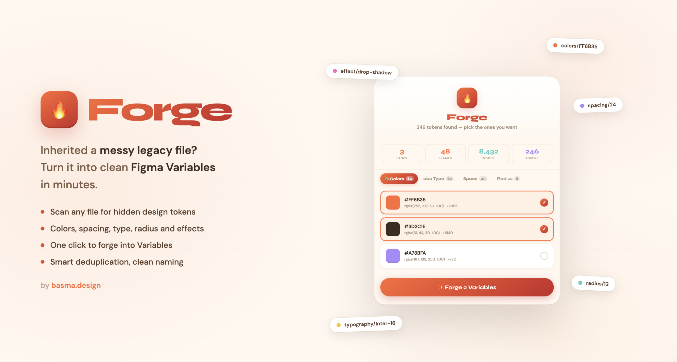 Forge plugin, extracted tokens ready to become Variables